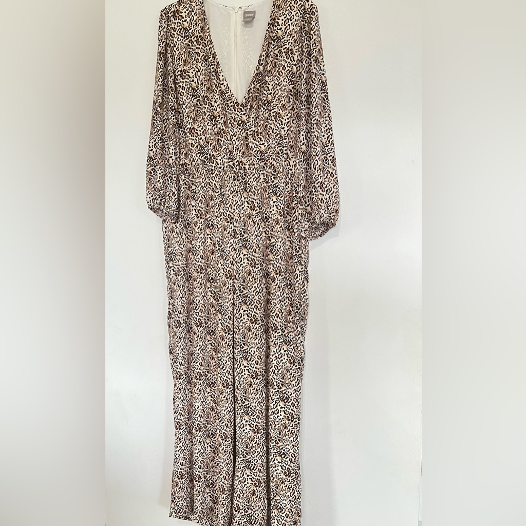 Chico's Leopard Romper Jumpsuit Cheetah Animal Print Sz 3 Us 16 New